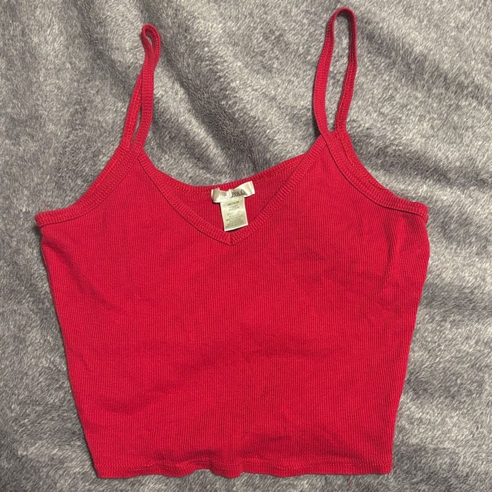 Bozzolo Red Ribbed Crop Top